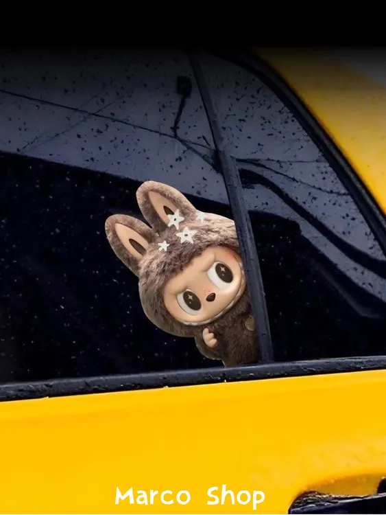 拉布布汽车贴纸labubu车贴电动车装饰贴划痕遮挡后玻璃贴油箱贴