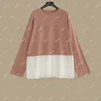 春-原创设计25-01【昔日】棉100蕾丝拼接圆领长袖百搭休闲宽松上衣