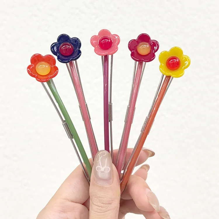 韩国进口AZNAVOUR可爱甜美花朵盘发一字夹马尾夹发夹女长款发量多