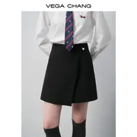 VEGACHANG【黑语絮章】韩女feel半身裙2025新款早秋学A字短裙0091JJ