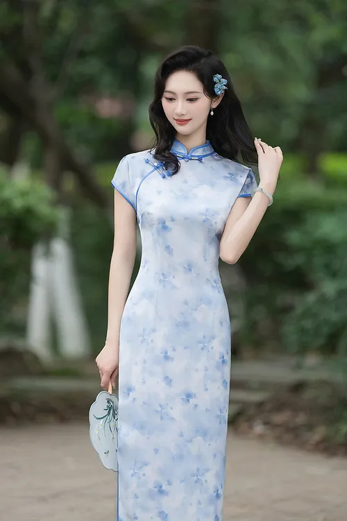 2025中式改良新款长款旗袍年轻复古气质款夏季修身日常连衣裙显瘦