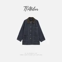 TT设计师【蓝予】日系高级感工装风翻领牛仔外套女TT190721