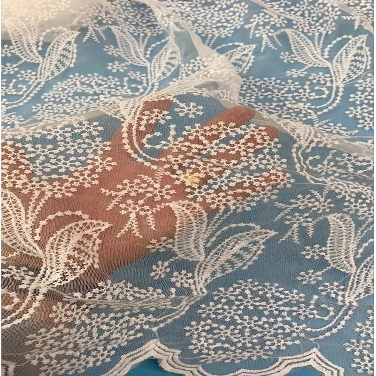工厂直销 网布绣花蕾丝水溶白色花边 女装春夏连衣裙桌布现货面料