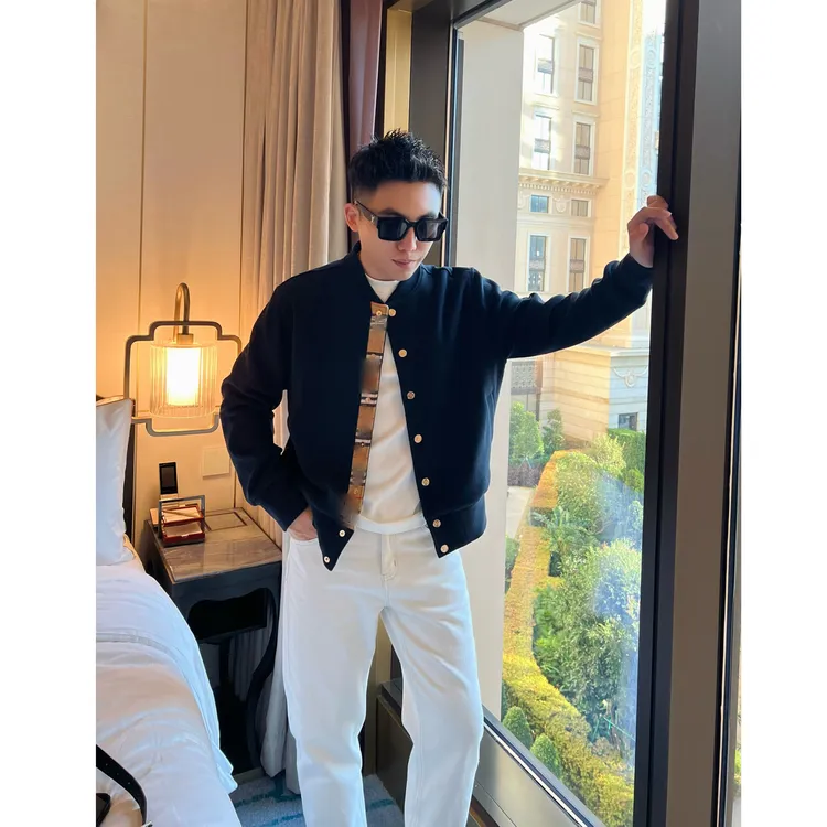 【格纹棒球服】美利奴羊毛混纺高端定制内衬金扣棒球领夹克外套上衣