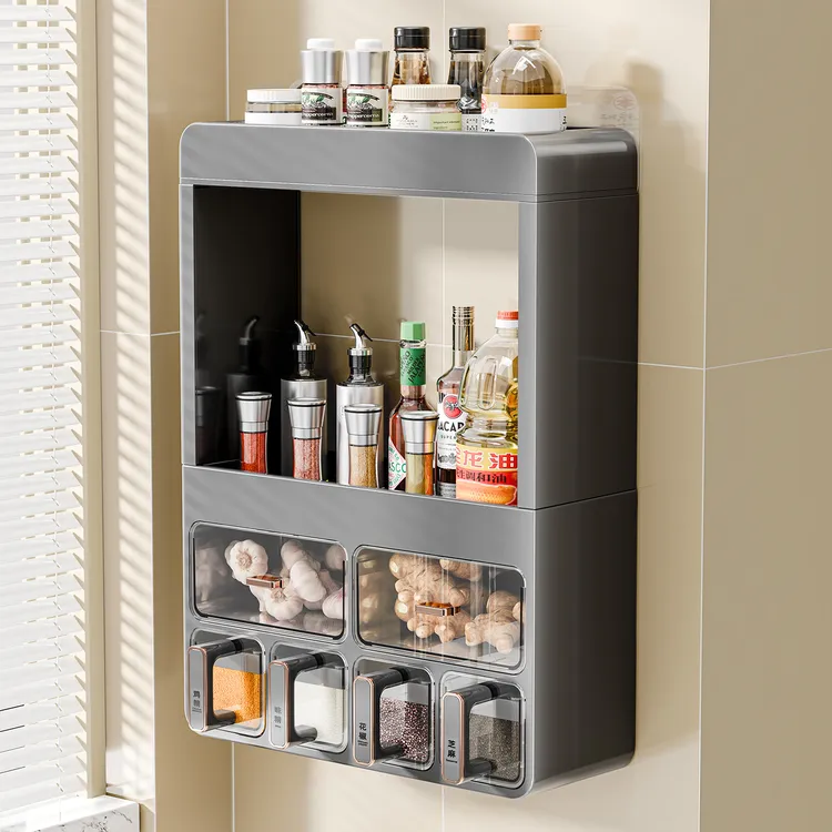 厨房置物架大容量多层壁挂式上墙多功能调料品佐料油盐酱醋收纳架