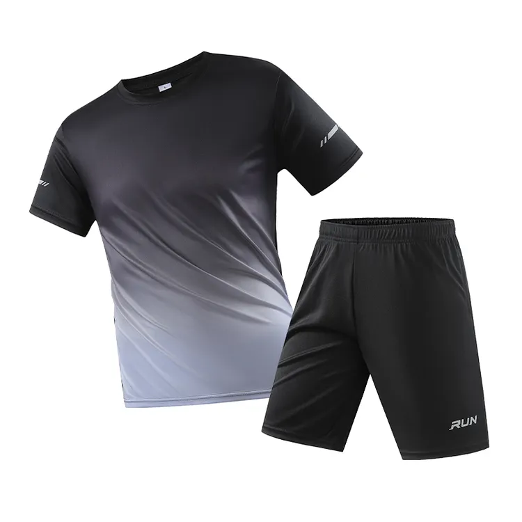 保罗艾斯诺速干运动跑步服圆领套装男女大码健身户外宽松羽毛球服