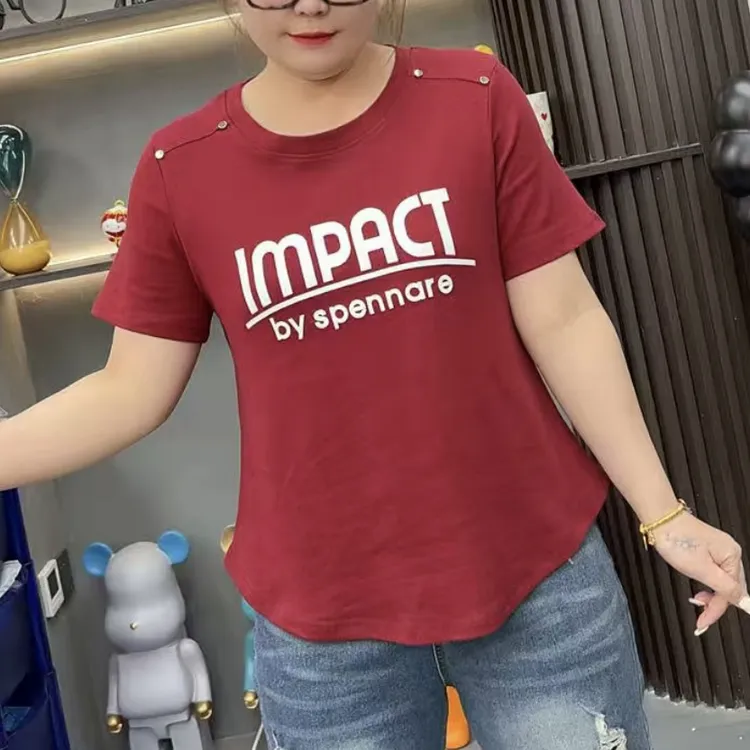 5017 时尚大码休闲洋气百搭mian质舒适短袖（卡码拍小）