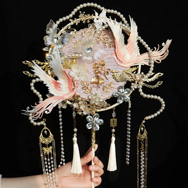 《新娘结婚团扇diydiy材料包中式秀禾喜扇婚礼闺蜜新婚礼物