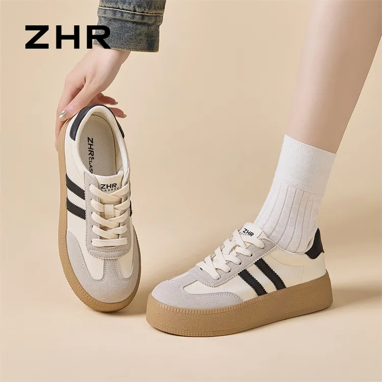 ZHR/则则美拉德风女款德训鞋秋季复古百搭时尚厚底拼色时尚休闲鞋