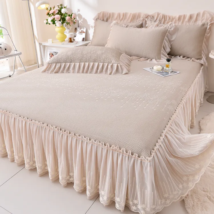 夏季高品质A类冰丝提花凉感豆豆席凉席三件套可机洗夏凉被四件套