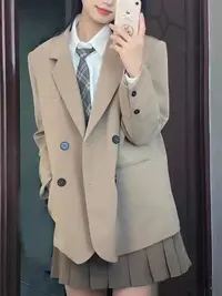 D24卡其色西装外套