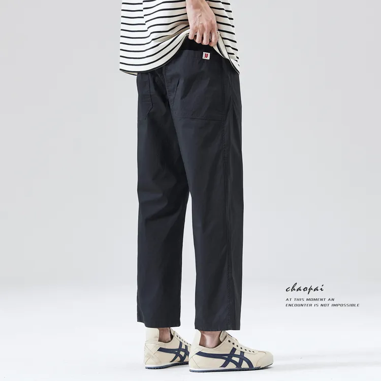 冰丝裤子男夏季薄款2025新款宽松直筒潮牌阔腿男生夏日九分休闲裤