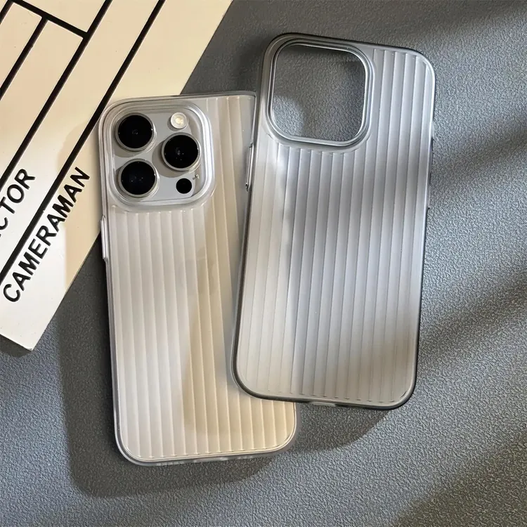 超薄瓦楞半透磨砂适用苹果15手机壳iPhone13/14promax/软套