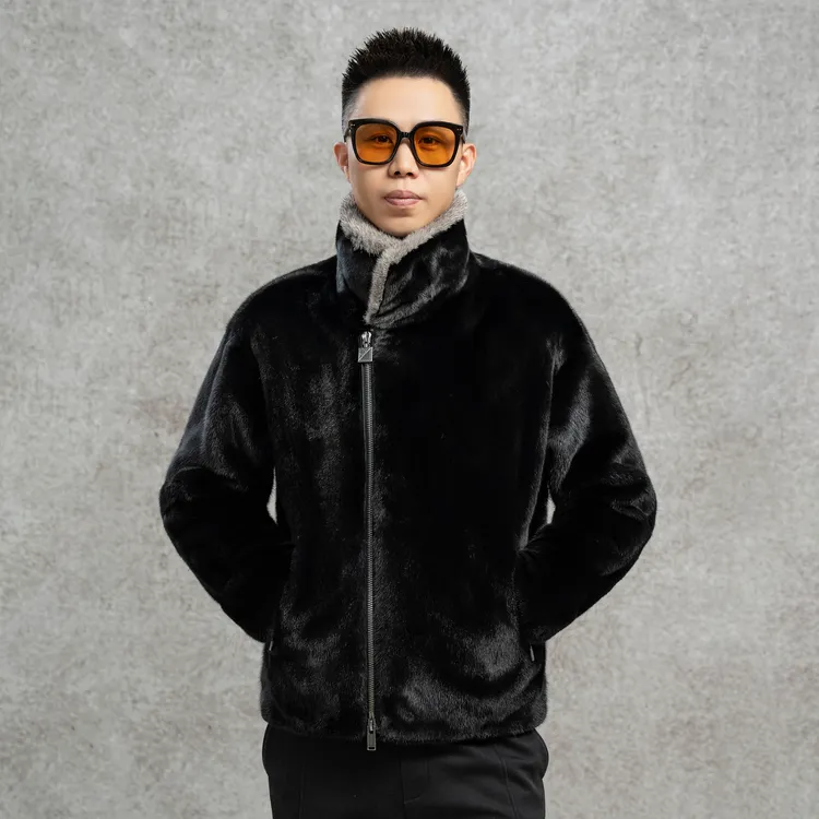 冬季新款时尚休闲保暖加厚星辰貂大翻领男装轻奢皮草男款大衣外套