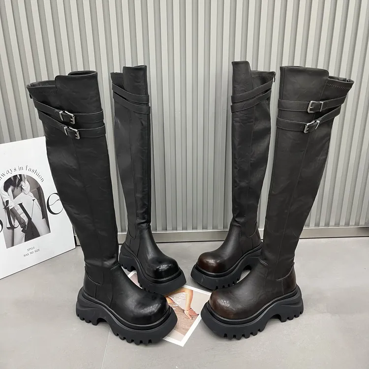 【7厘米】时装靴高筒靴百搭过膝马丁靴骑士长靴女鞋秋冬时尚