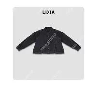 LIXIA【怀旧石墨】休闲时尚重工设计款水洗复古牛仔衣外套-D9929