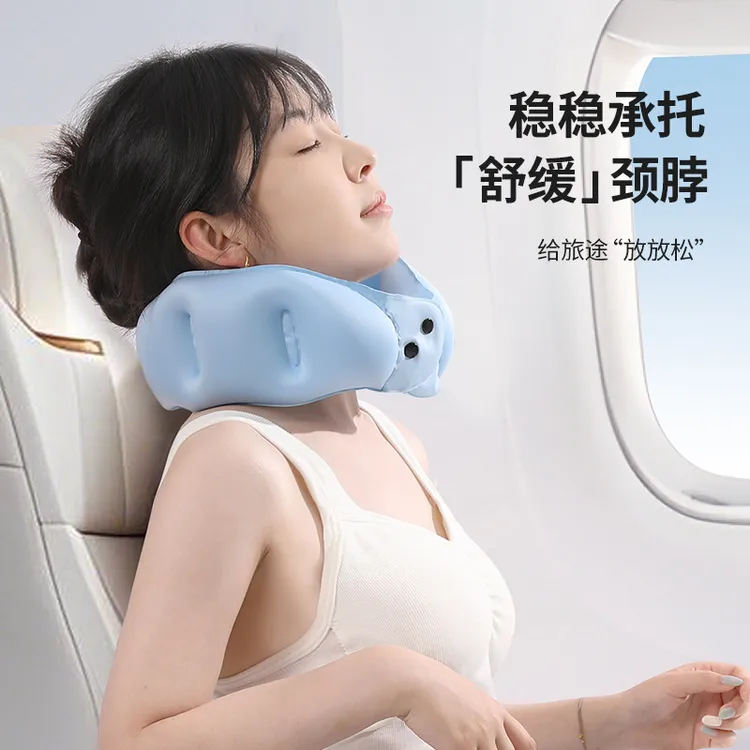 旅携式充U型护颈枕坐车长途出旅按压式充颈枕印logo