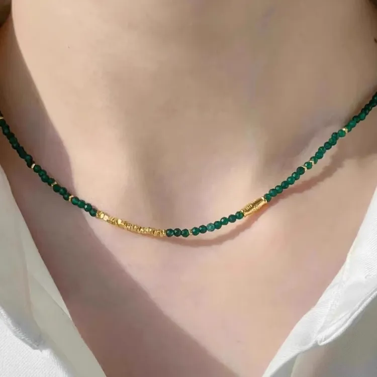 项链新中式复古绿色叠搭小众设计高级感时尚简约链女拼彩色