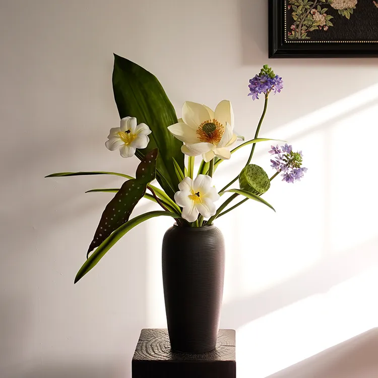 花屿星河|设计 原创仿真花艺设计仿真荷花新中式家居装饰摆件夏季