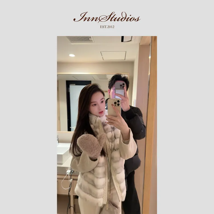 Innstudios「日本龙猫」气质拉满～小众洋气拼接獭兔毛毛外套