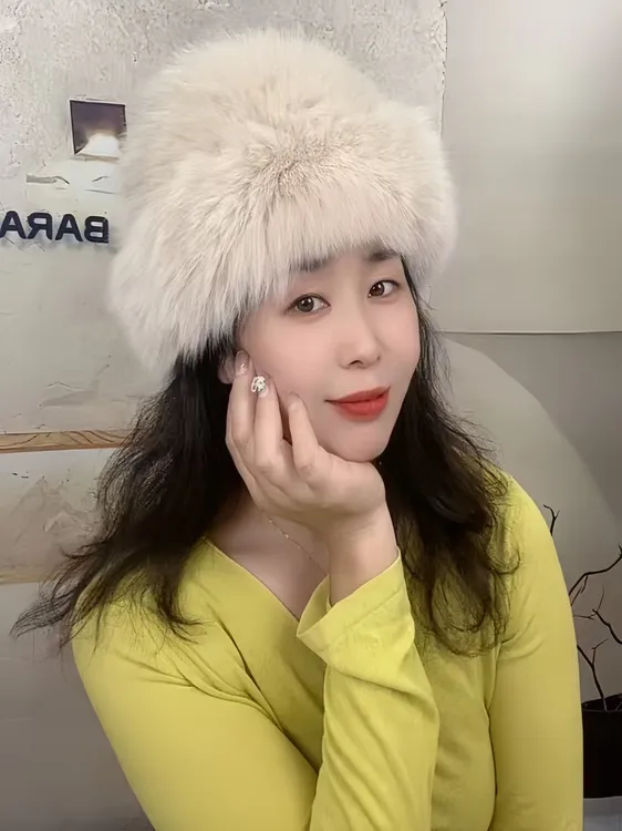 狐狸毛加厚冬季保暖渔夫帽盆帽毛绒帽子冬天保暖帽秋冬针织帽子