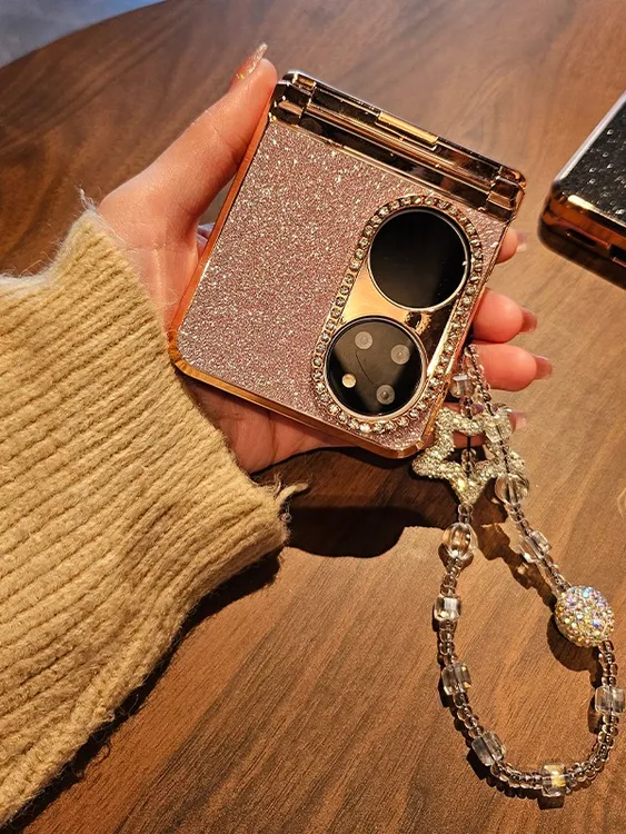 镶钻闪粉适用华为P50Pocket2手机壳高档全包防摔pockets小折叠屏