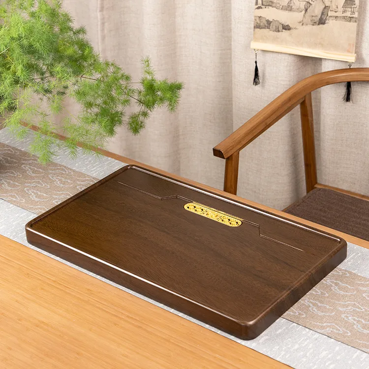 大心意60*35*4 cm【深胡桃色】实木茶盘家用客厅办公室简约功夫茶具