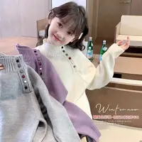 女童毛衣秋冬新款韩版儿童洋气时尚百搭2025款中大童儿童毛衣立领
