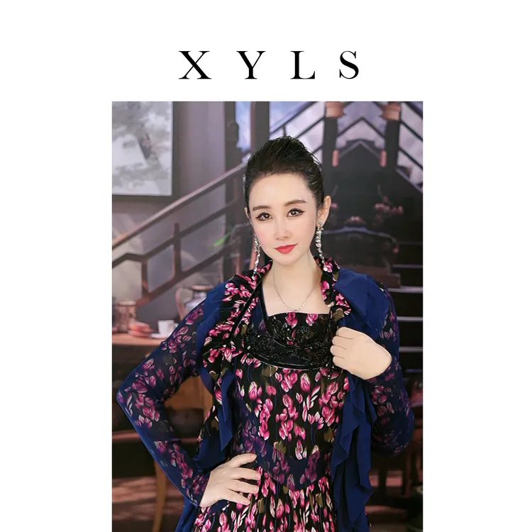 女装连衣裙弹力印花T007118