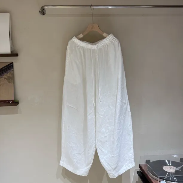 女士夏季薄款高腰垂感阔腿慵懒风休闲裤女显瘦百搭简约大气白色