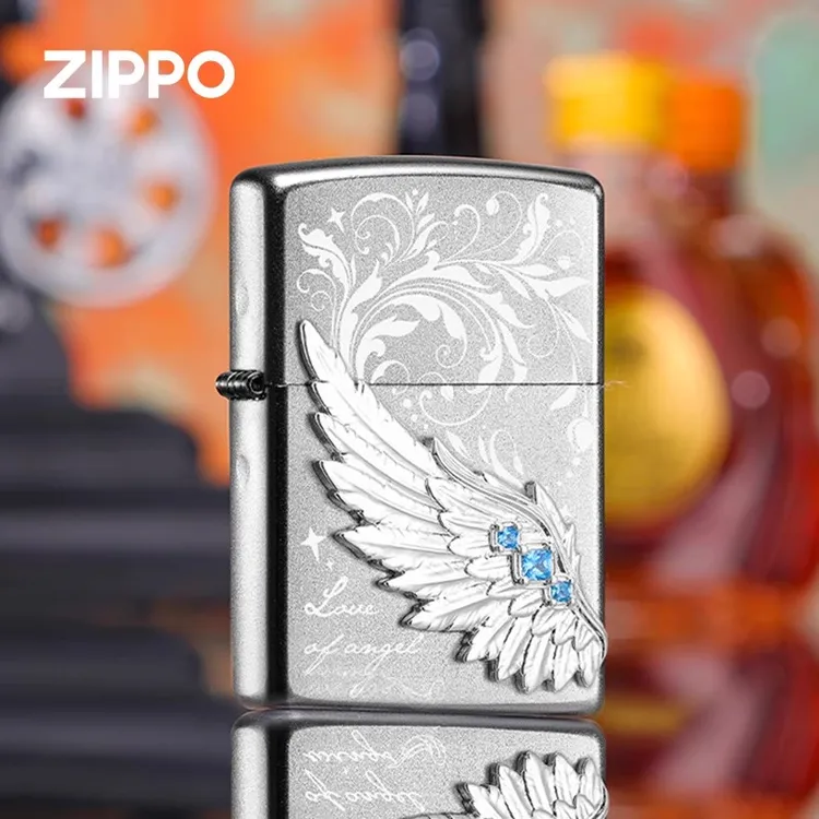 zippo打火机正品热恋之翼镶钻贴章翅膀飞得更高送男生圣诞礼物