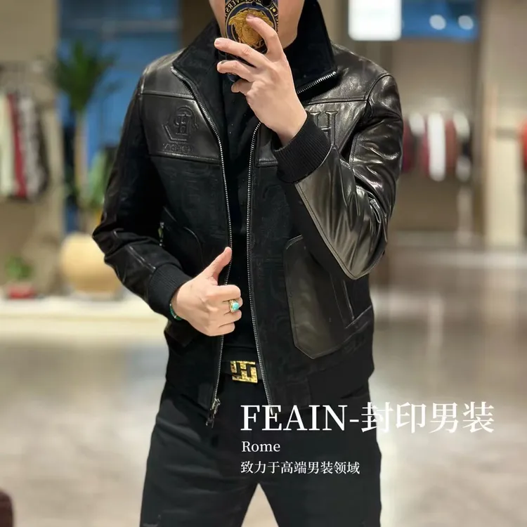 【真皮羽绒】高端定制男士真皮拼接羽绒服88251