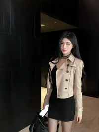 梦梦 MENGMENG｛秋季显瘦百搭气质休闲夹克风衣短外套}