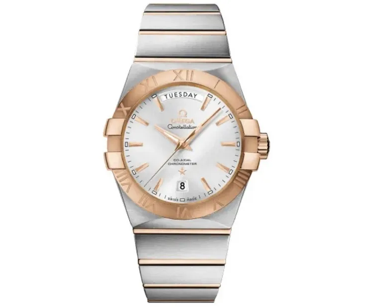 99新 Omega/欧米茄 星座双日历玫瑰金38mm条刻