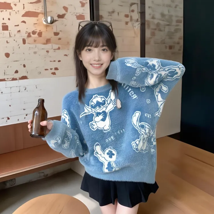 唐狮厚款女常规款公主风卡通动漫毛衣时尚百搭慵懒风127328043002