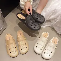 【万达折扣】2025新款包头半拖鞋女外穿一脚蹬平底罗马凉鞋时尚凉拖