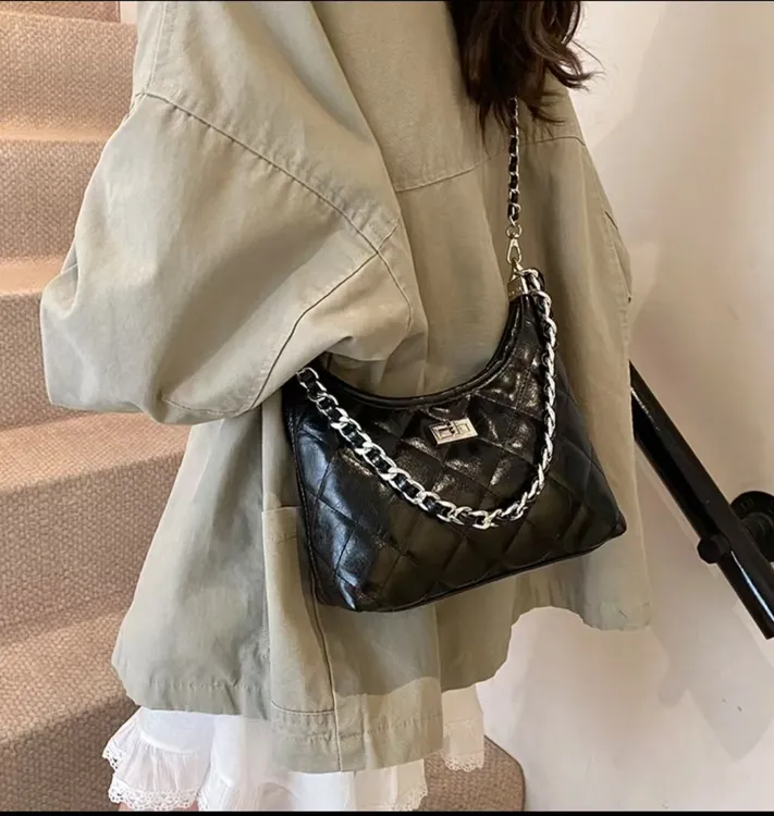 菱格链条包包女春夏2025新款时尚小众设计单肩斜挎包高级感饺子包