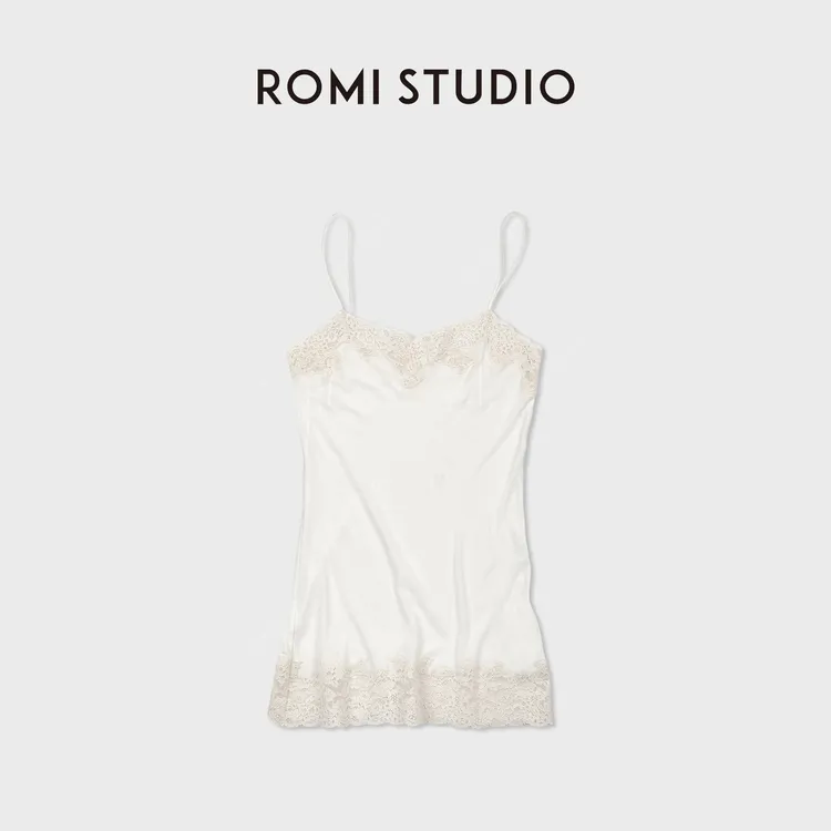 ROMI STUDIO“romi最爱”100%匹马棉丝滑蕾丝边吊带睡裙 RWDRSU1514