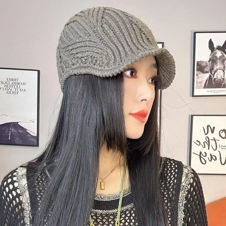 手工针织鸭舌帽2025新款高级感时尚洋气保暖宽6070岁留洋千金帽子