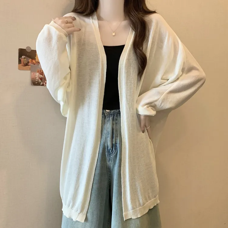 大码女装宽松针织外套夏季薄款法式显瘦百搭淑女上衣防晒衫