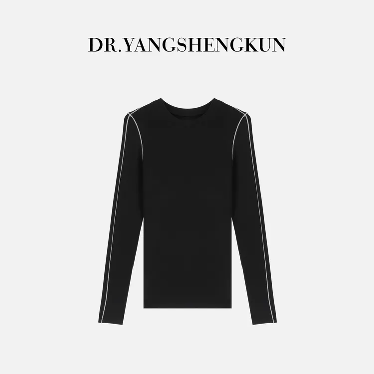 杨圣坤2025冬季新品天丝羊毛混纺简约百搭弹力线长袖T恤ES2511234