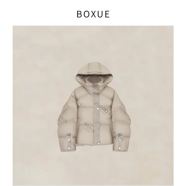 BOXUE“奶盐泡芙”2025秋冬三角标90白鸭绒羽绒服外套#251009YR5571