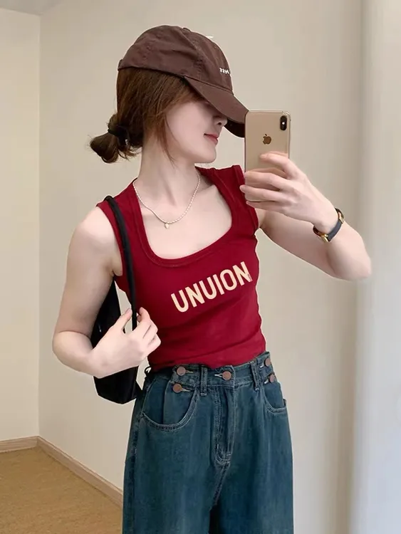 美式多巴胺穿搭短款小吊带背心内搭女夏季纯欲风辣妹外穿修身上衣
