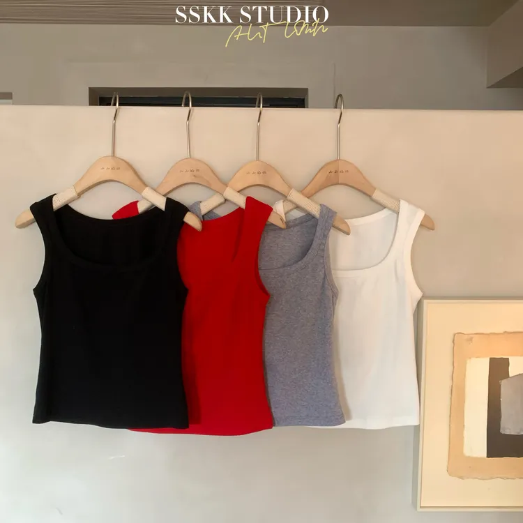 KMZY/KMZY 山_山【宝藏单品】微胖早秋韩系圆U领百搭弹力四色吊带女