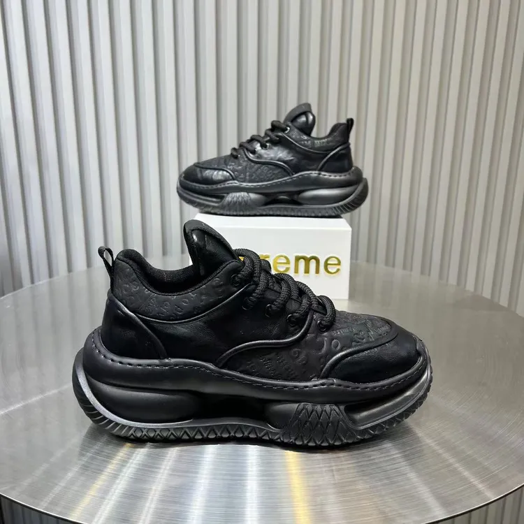 时尚欧洲站老爹鞋男鞋增高纯色厚底2025春季新款运动休闲鞋百搭男