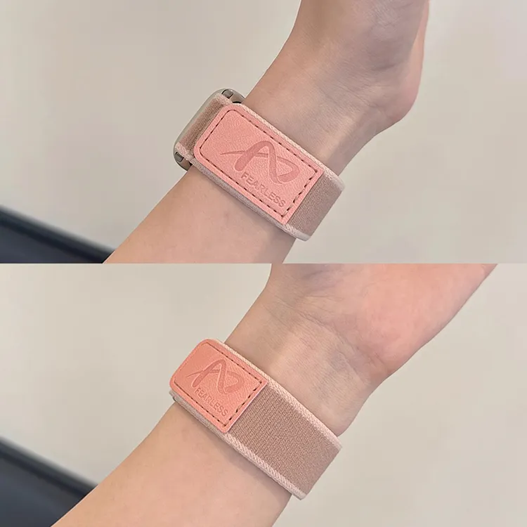 适用苹果手表S10野径回环iwatchS9皮标撞色S8编织表带ultra魔术贴