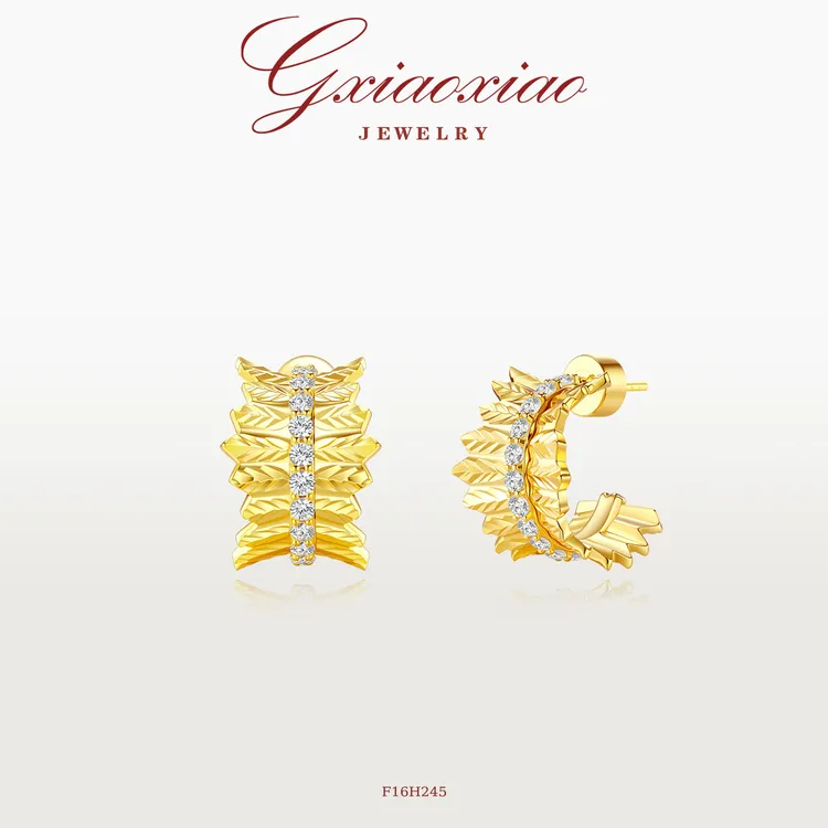 G XIAOXIAO 耳饰 【羽梦织】轻奢气质流光褶皱耳环 F16H245新年礼物