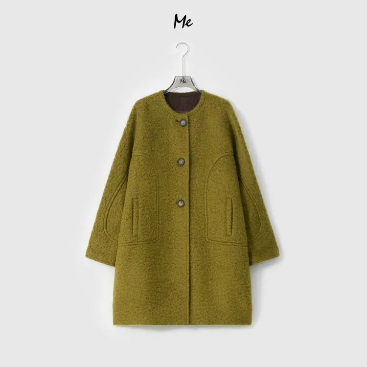 ME【芥末茧型大衣】绵羊毛马海毛混纺圈圈纱时尚长款大衣MESA0071