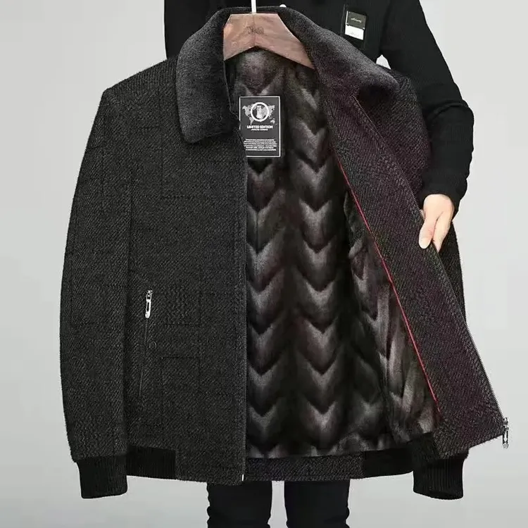 冬季雪尼尔加绒加厚男外套夹克中老年爸爸爷爷保暖柔软舒适夹克衫