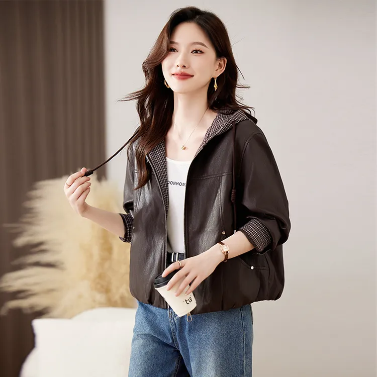 皮衣外套女款爆款2025新款宽松洋气短款皮衣外套女新款小个子穿搭